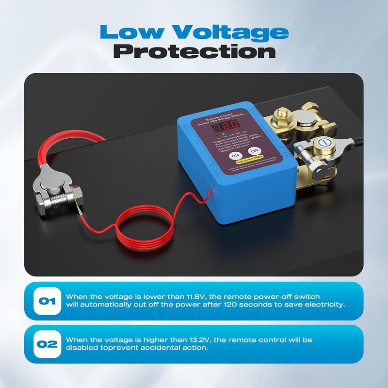 Malictele Kill Switch for Car, 12V 240A Remote Battery Disconnect Switch with Led Voltage Display Car Kill Switch Anti Theft Automatic Cut/Shut Off Switch for Auto Truck Marine RV ATV Boat - Image 5